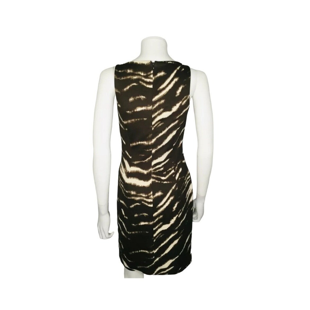 Michael Kors Zebra Print Sheath Dress Gold Buckle Detail Size M - Picture 2 of 12